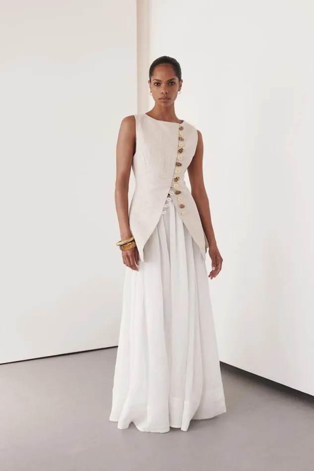DISSH Vests BAYLEE NATURAL SLEEVELESS LINEN TOP 8211 Women