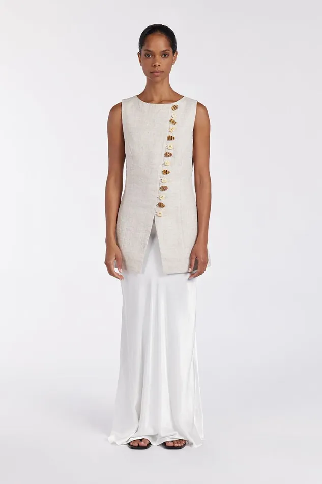 DISSH Vests BAYLEE NATURAL SLEEVELESS LINEN TOP 8211 Women
