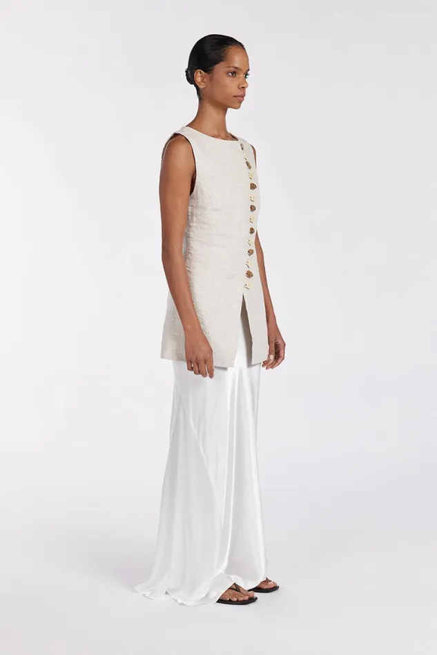 DISSH Vests BAYLEE NATURAL SLEEVELESS LINEN TOP 8211 Women