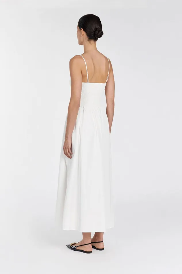 DISSH White Dresses MILANO WHITE COTTON MIDI DRESS 8211 Women