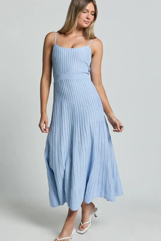 Donissa Midi Dress 8211 Panelled Knit Dress In Blue Women Showpo Knitwear