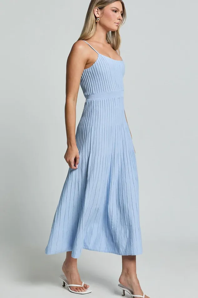 Donissa Midi Dress 8211 Panelled Knit Dress In Blue Women Showpo Knitwear