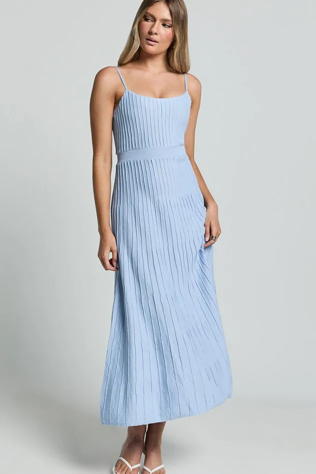 Donissa Midi Dress 8211 Panelled Knit Dress In Blue Women Showpo Knitwear