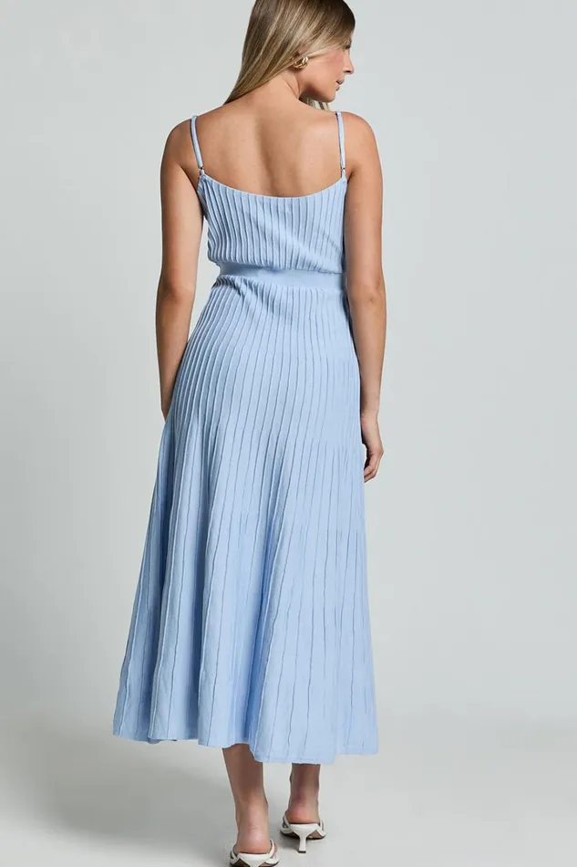 Donissa Midi Dress 8211 Panelled Knit Dress In Blue Women Showpo Knitwear