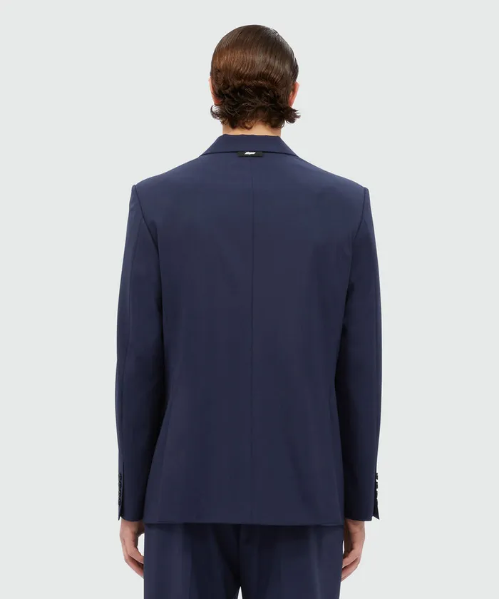 DoubleBreasted Jacket In Blue Virgin Wool Men MSGM Jackets Coats And Blazers