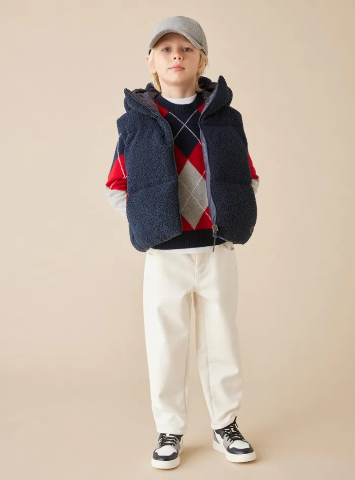 Downjackets Girl 216Boy 216 Il Gufo Reversible Curly Fleece Vest