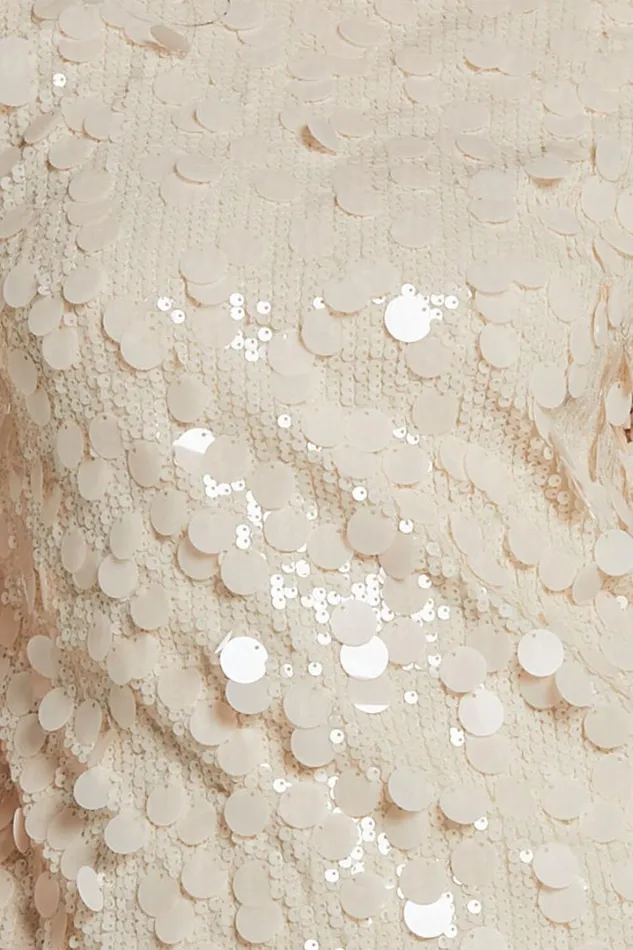 Drea Mini Dress 8211 Short Sleeve Low Back Sequin Dress In Cream Women Showpo Dresses