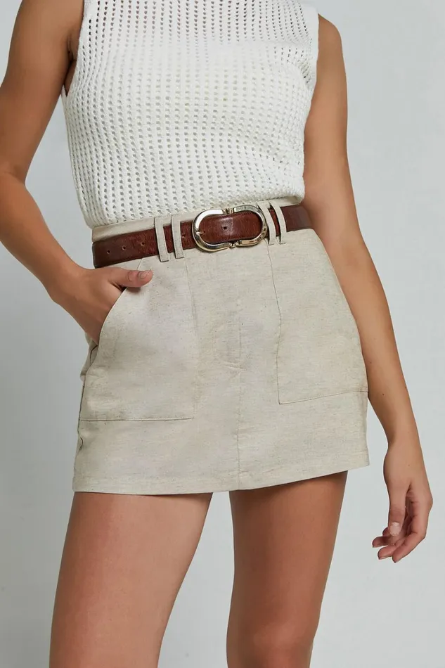 Dream Skort 8211 High Waisted A Line Skort In Natural Women Showpo Conscious