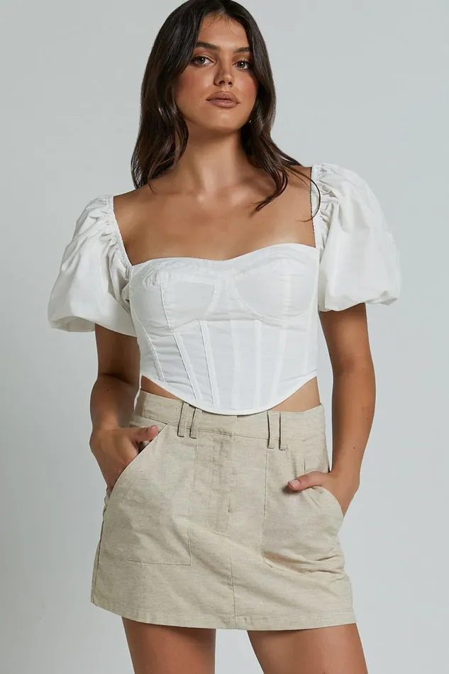 Dream Skort 8211 High Waisted A Line Skort In Natural Women Showpo Conscious
