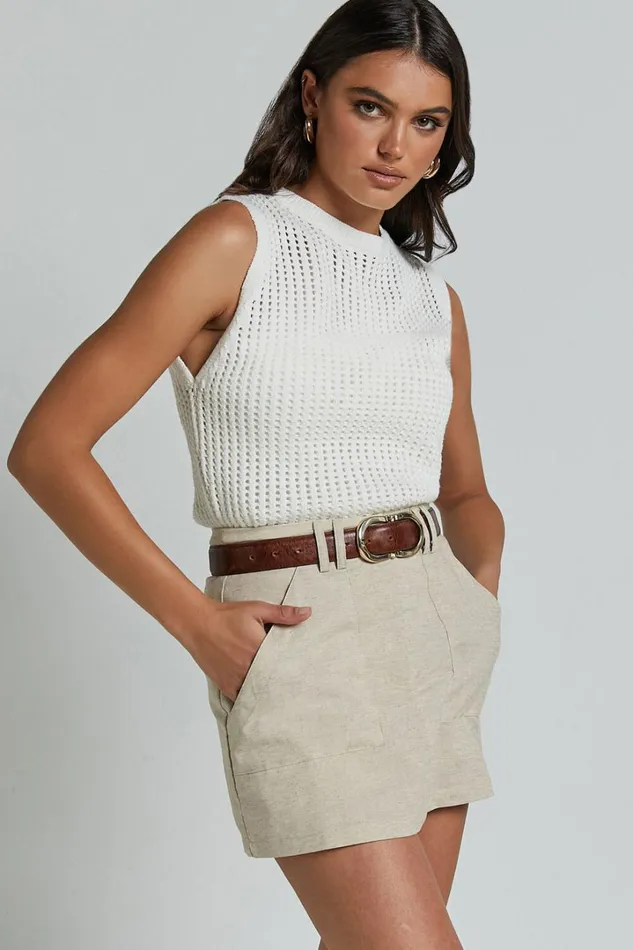 Dream Skort 8211 High Waisted A Line Skort In Natural Women Showpo Conscious