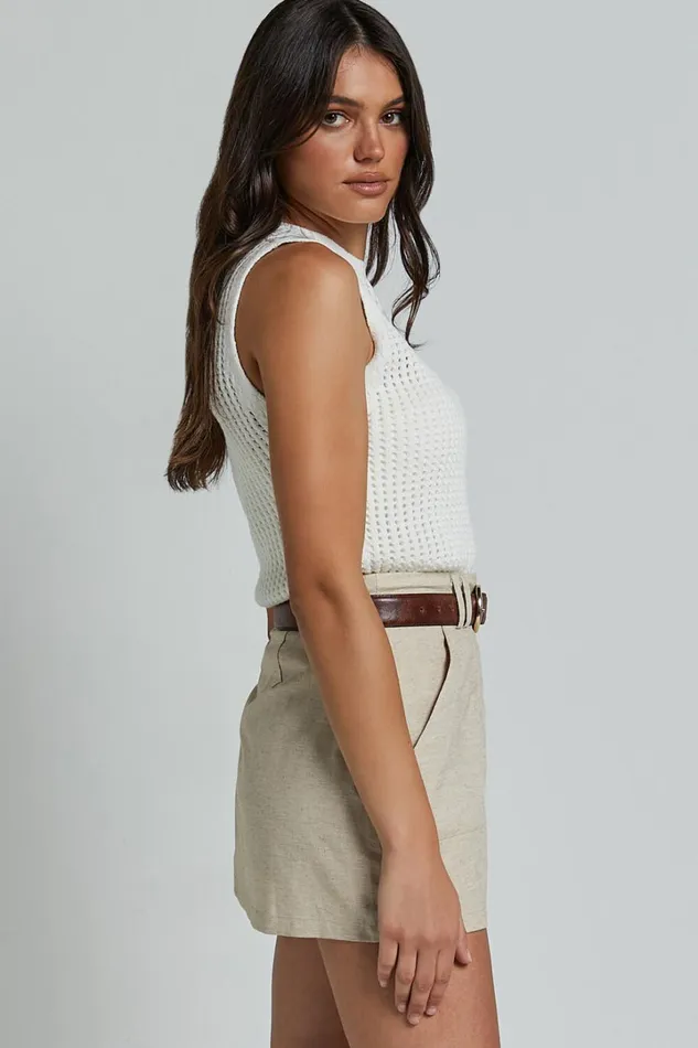 Dream Skort 8211 High Waisted A Line Skort In Natural Women Showpo Conscious