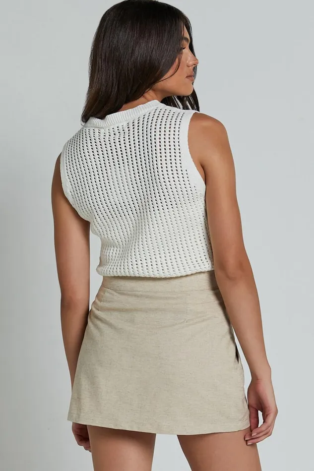 Dream Skort 8211 High Waisted A Line Skort In Natural Women Showpo Conscious