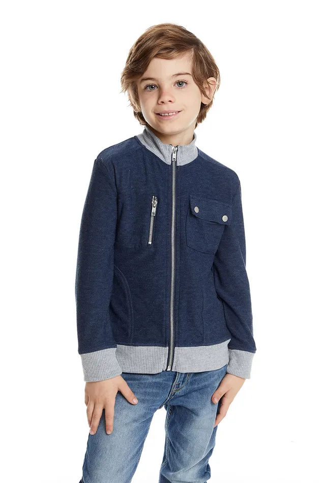 Dresses and Skirts Chaser Brand Boys Love Knit Zip Up Mock Neck Jacket with Rib