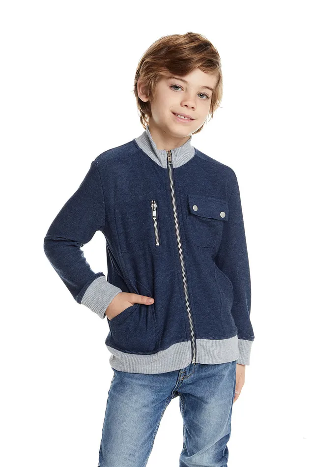 Dresses and Skirts Chaser Brand Boys Love Knit Zip Up Mock Neck Jacket with Rib