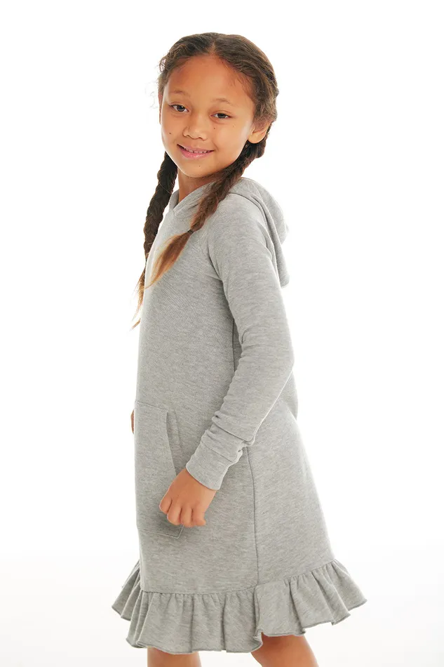 Dresses and Skirts Chaser Brand Girls Cozy Knit Long Sleeve Hooded Ruffle Hem Dress