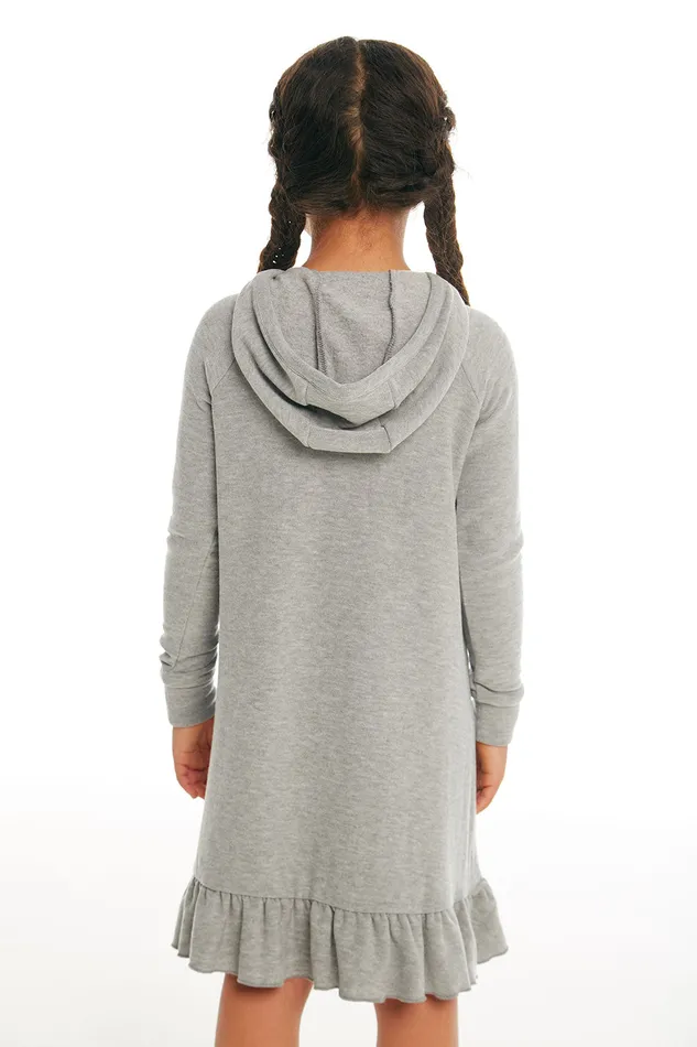 Dresses and Skirts Chaser Brand Girls Cozy Knit Long Sleeve Hooded Ruffle Hem Dress