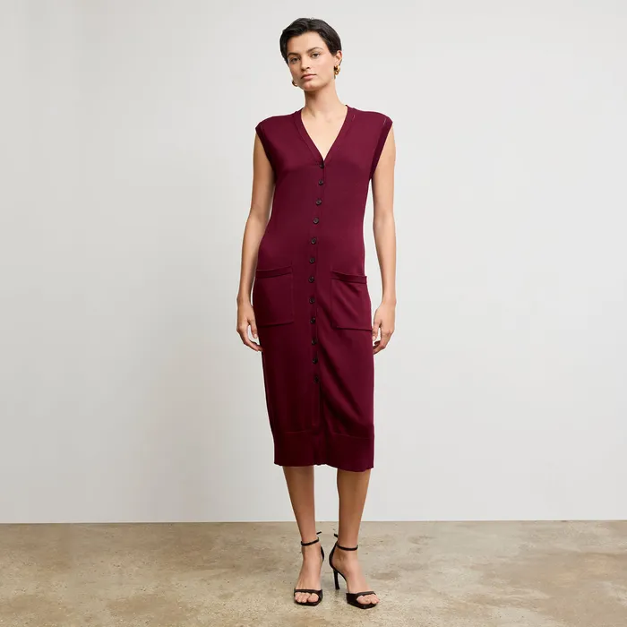 Dresses M M LaFleur Women The Toula Pointelle Dress 8211 Cotton Silk Knit Syrah