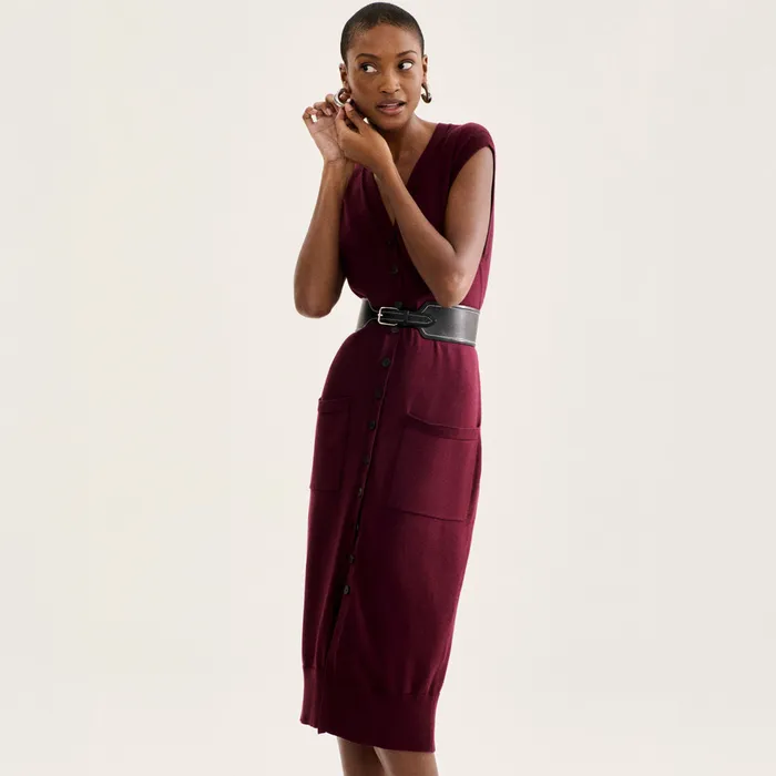 Dresses M M LaFleur Women The Toula Pointelle Dress 8211 Cotton Silk Knit Syrah