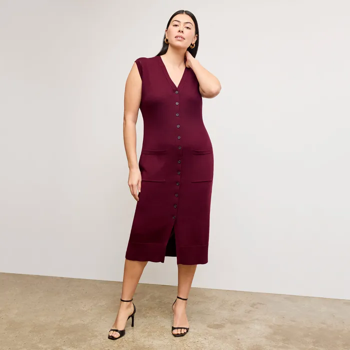 Dresses M M LaFleur Women The Toula Pointelle Dress 8211 Cotton Silk Knit Syrah
