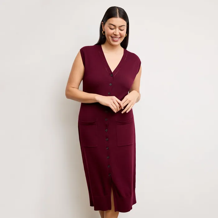 Dresses M M LaFleur Women The Toula Pointelle Dress 8211 Cotton Silk Knit Syrah
