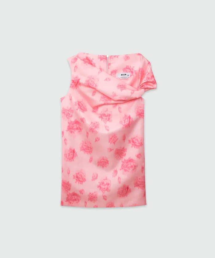 Duchesse Short Sleeveless Dress With Rose Print Women MSGM Dresses
