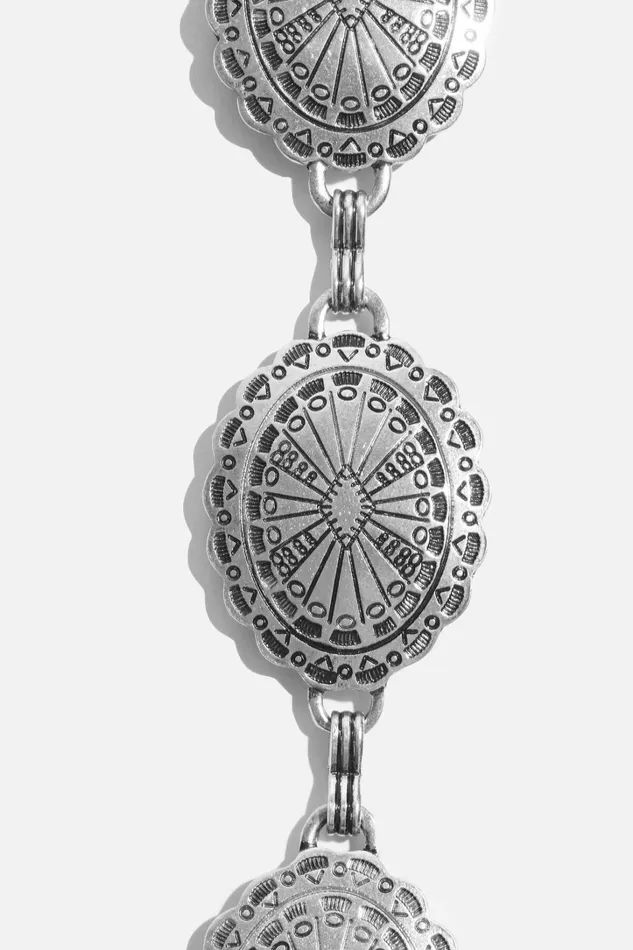 Dynamite Belts Women Oversized Concho Metal Belt Gray
