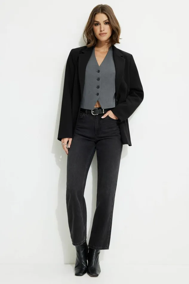 Dynamite Blazers and Vests Women Millie Tailored Vest Grey