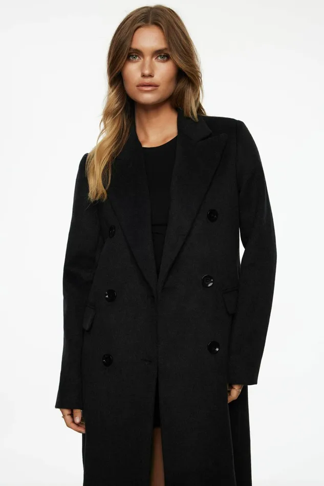 Dynamite Coats and Jackets Women Double Breasted Wool Coat Gray