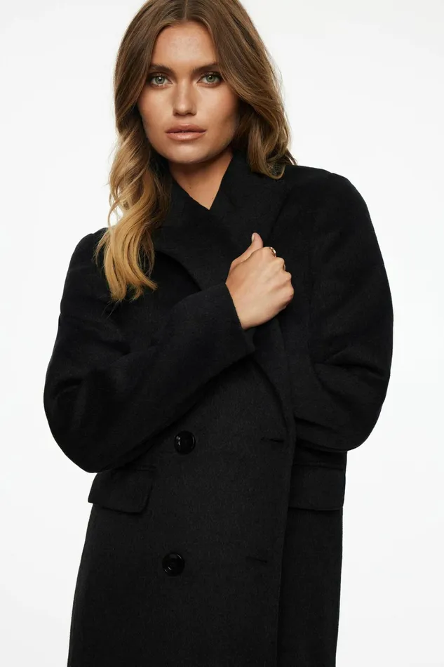 Dynamite Coats and Jackets Women Double Breasted Wool Coat Gray