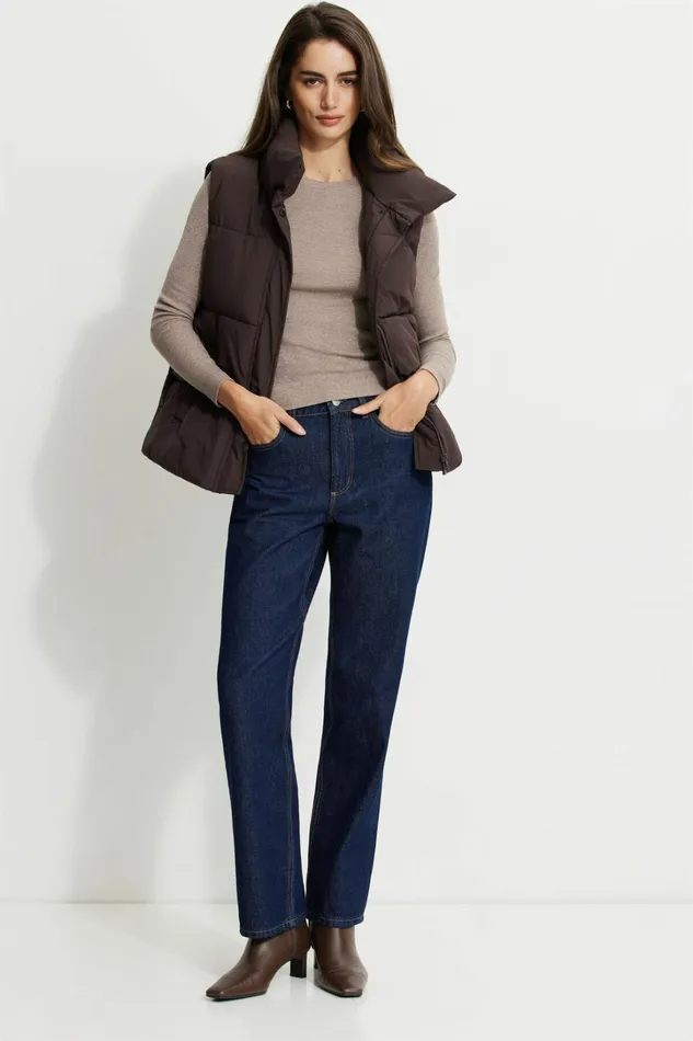 Dynamite Coats and Jackets Women Quilted Puffer Vest Brown