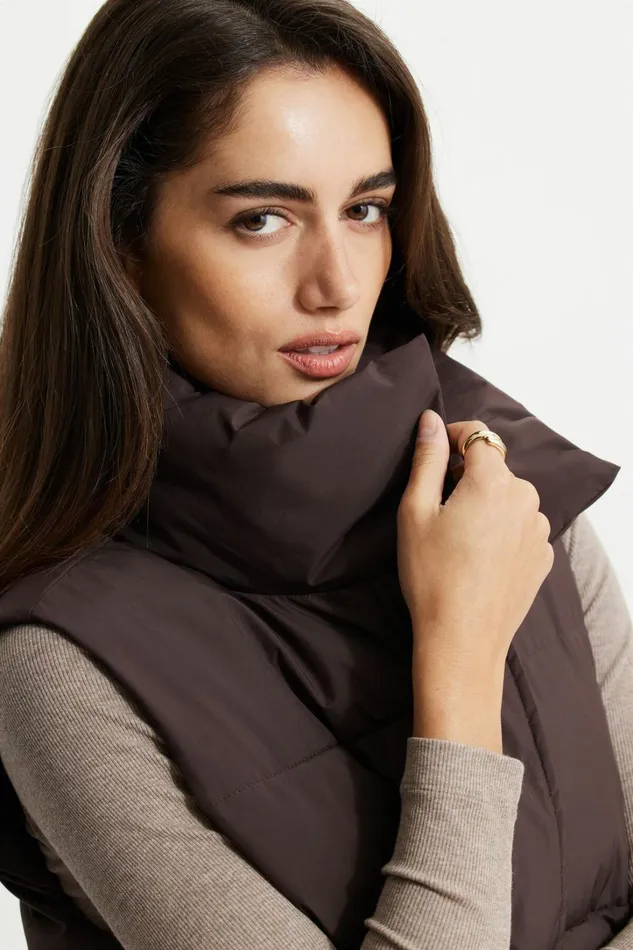 Dynamite Coats and Jackets Women Quilted Puffer Vest Brown