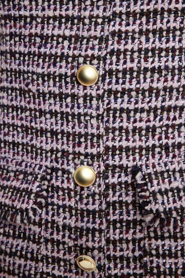 Dynamite Dresses and Jumpsuits Women Buttoned Tweed Mini Dress Purple