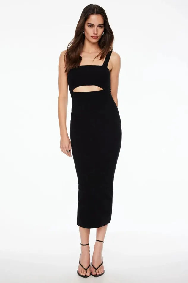 Dynamite Dresses and Jumpsuits Women Cut Out Knit Midi Dress Black