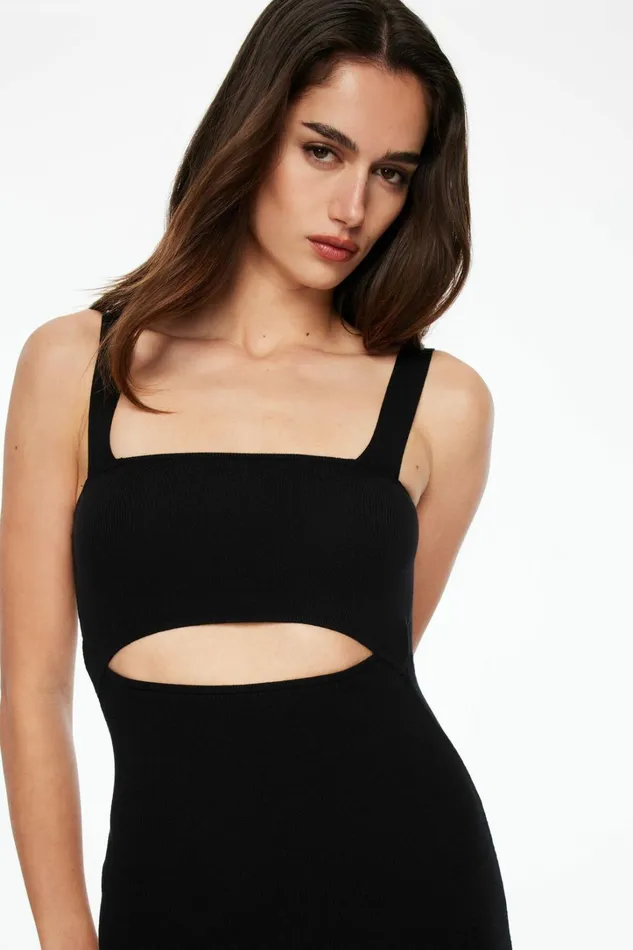 Dynamite Dresses and Jumpsuits Women Cut Out Knit Midi Dress Black