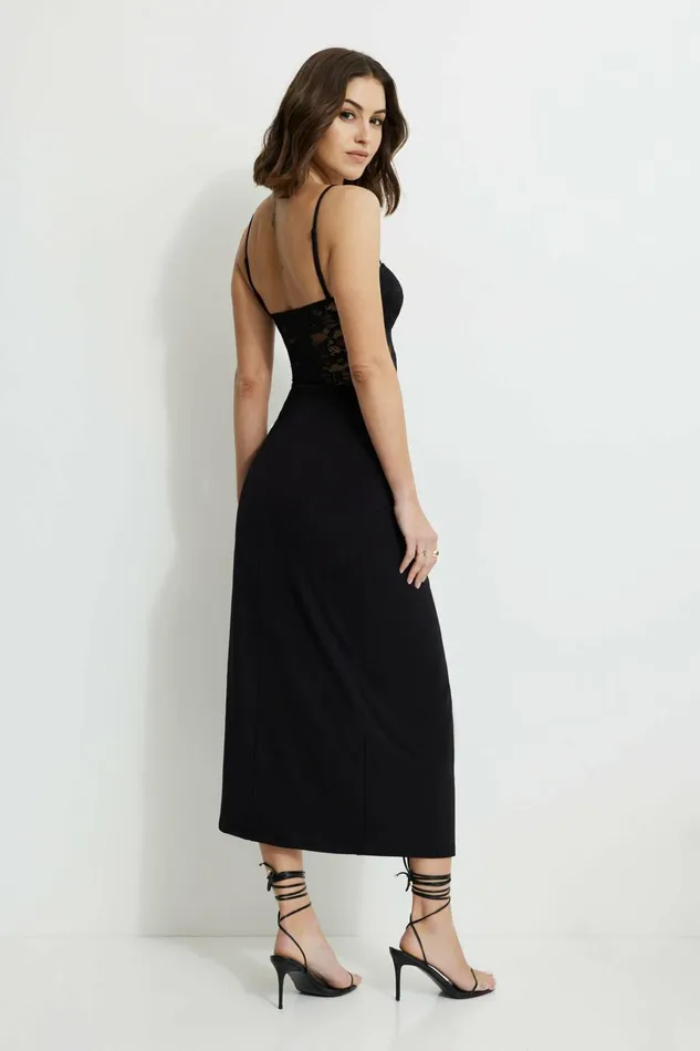 Dynamite Dresses and Jumpsuits Women Lace Mix Media Maxi Tube Dress Black