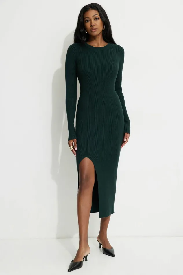 Dynamite Dresses and Jumpsuits Women Slit Midi Dress Green