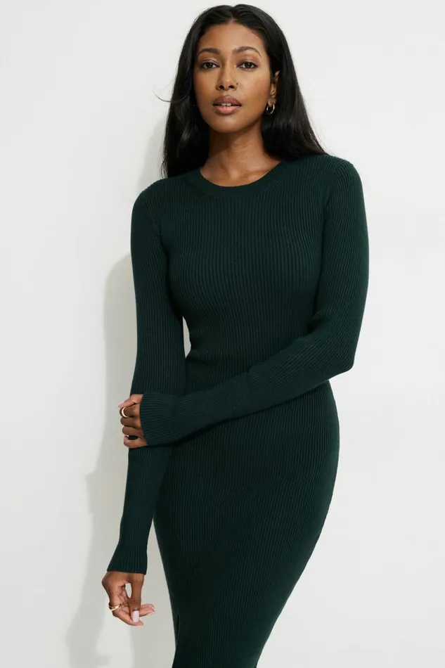 Dynamite Dresses and Jumpsuits Women Slit Midi Dress Green