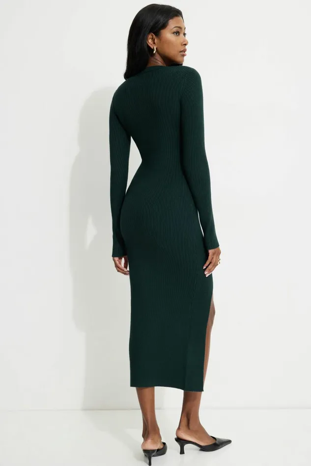 Dynamite Dresses and Jumpsuits Women Slit Midi Dress Green