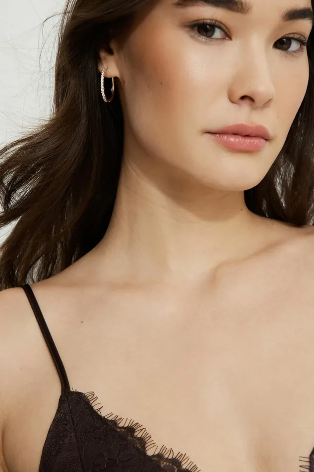 Dynamite Earrings Women 3Pack Gem Hoop Earrings White