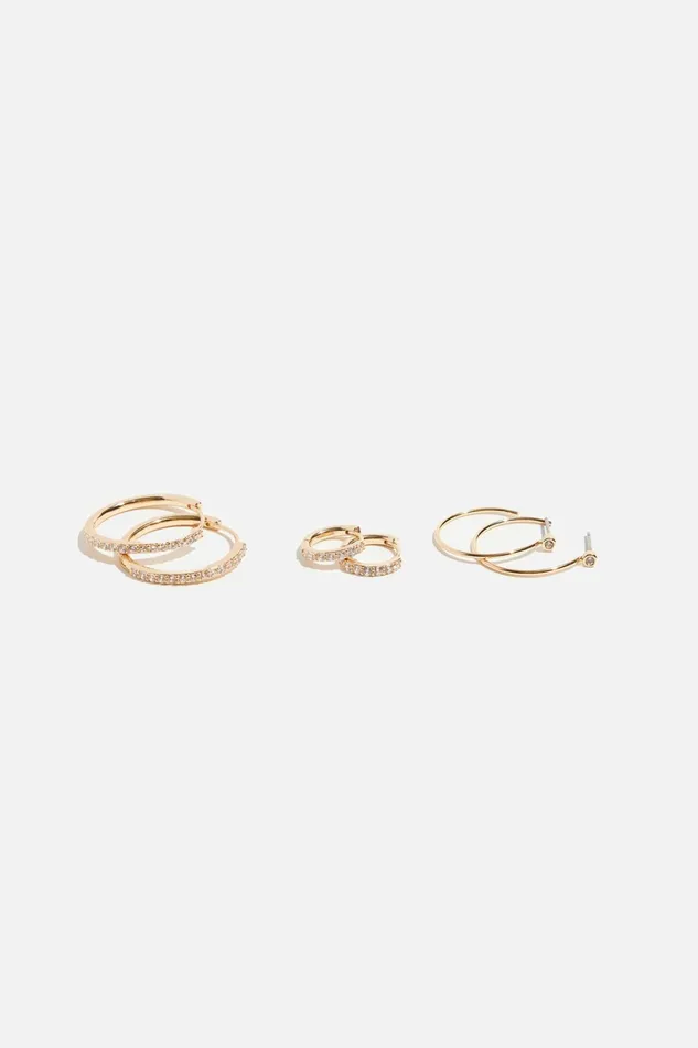 Dynamite Earrings Women 3Pack Gem Hoop Earrings White