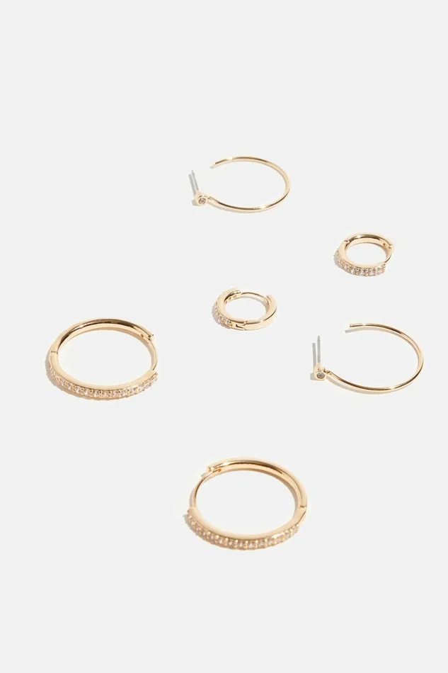 Dynamite Earrings Women 3Pack Gem Hoop Earrings White