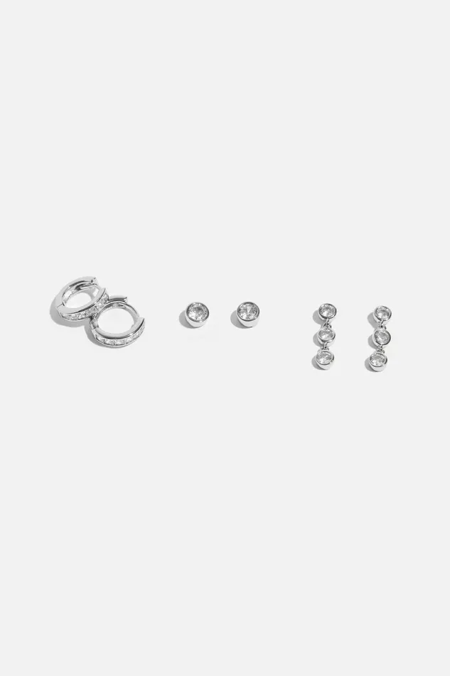 Dynamite Earrings Women 3Pack Gemstone Earrings Gray