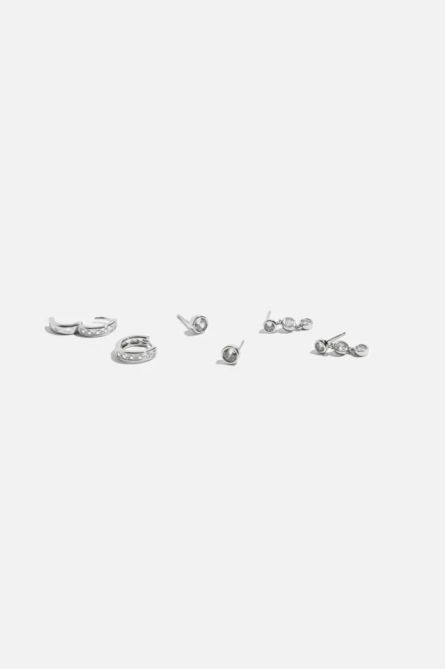 Dynamite Earrings Women 3Pack Gemstone Earrings Gray