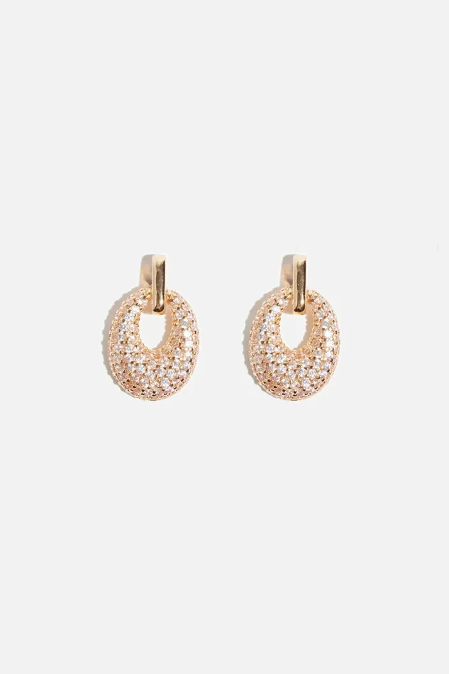 Dynamite Earrings Women Gemmed Mini Door Knocker Earrings White