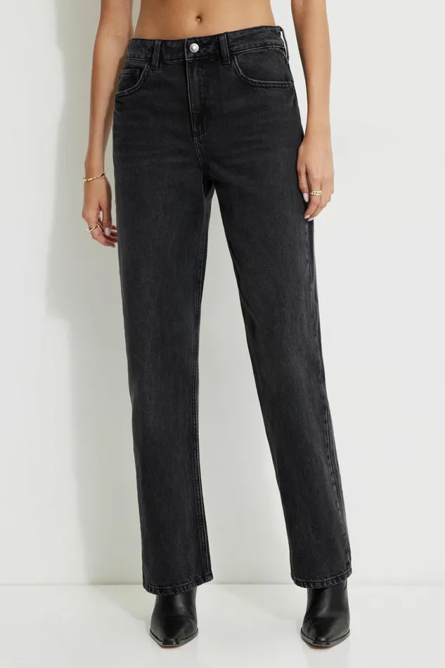 Dynamite Jeans and Denim Women Mika Relaxed Straight Jeans Black