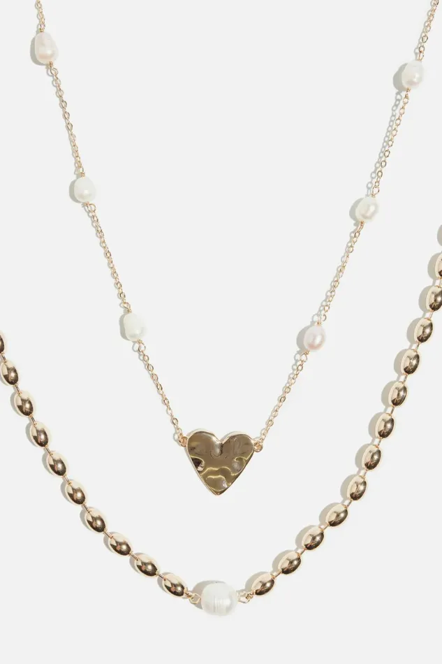 Dynamite Necklaces Women Heart Pearl Necklace Set WHITE