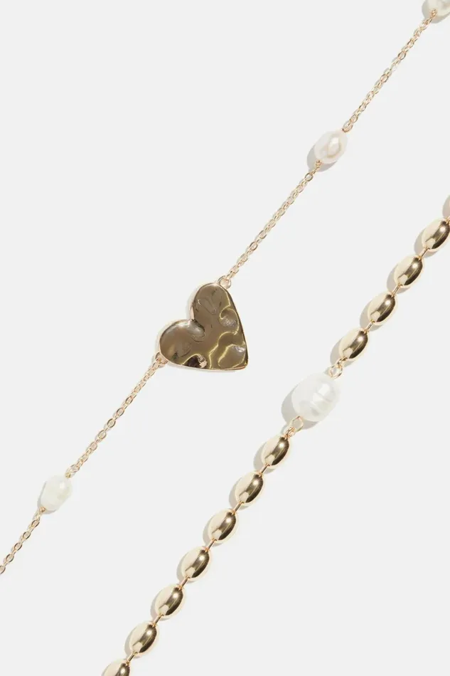 Dynamite Necklaces Women Heart Pearl Necklace Set WHITE