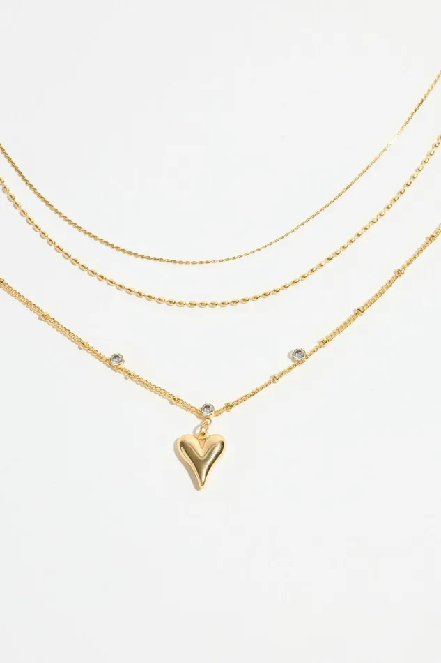 Dynamite Necklaces Women Layered Heart Pendant Dotted Necklace White