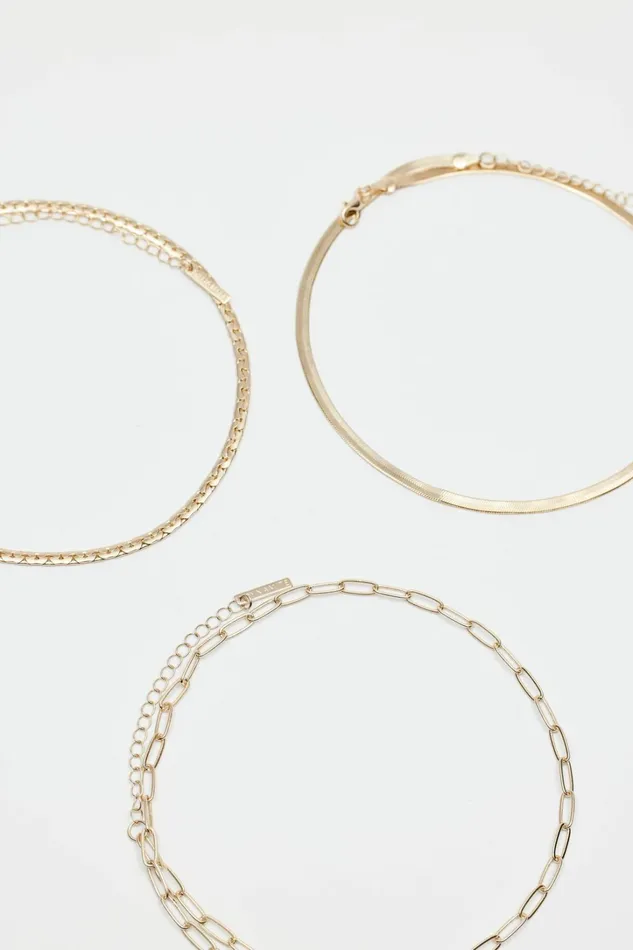 Dynamite Necklaces Women Layered Paperclip Snake and Flat Chain Necklace Yellow