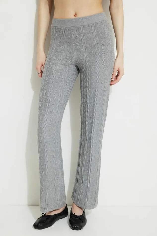 Dynamite Pants Women Cable Knit Flared Pants Gray